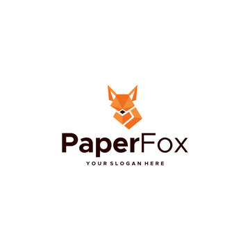 minimalist PaperFox animals wolf logo design 