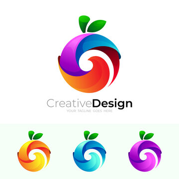 Abstract fruit logo template, colorful icons