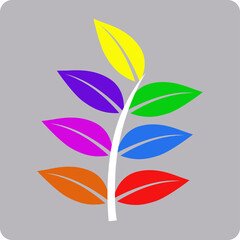rainbow leaves in gray background