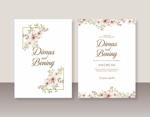 Obraz na płótnie Canvas Floral watercolor for wedding invitation set template