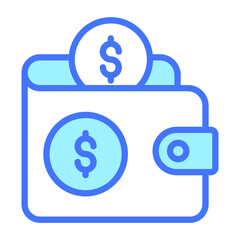wallet Blue Outline icon, Shopping and Discount Sale icon.