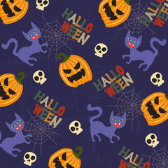 halloween holiday pattern background card vector illustration design 19