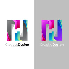 Modern H logo with colorful design vector, 3d style