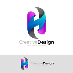 Abstract letter H logo with modern design template