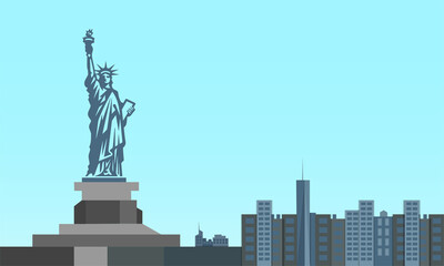 Obraz premium Skyline New york city statue of liberty