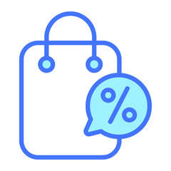 discount Blue Outline icon, Shopping and Discount Sale icon.