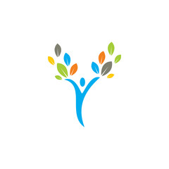 abstract people tree logo icon