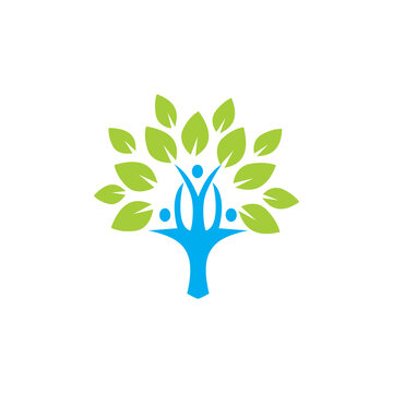 abstract people tree save nature logo icon