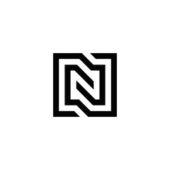 n initial square logo design vector template