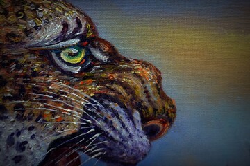Art oil painting  leopard  ,  tiger eye   , design , background