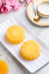 A mooncake pudding is a Chinese bakery product traditionally eaten during the Mid-Autumn Festival. The Mid-Autumn Festival is widely regarded as one of the four most important Chinese festivals.