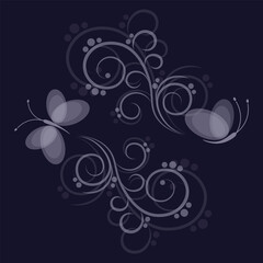 butterflies beautiful swirls vector illustration decor