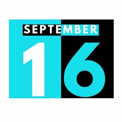 September 16 . Modern daily calendar icon .date ,day, month .calendar for the month of September