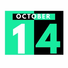 Fototapeta premium October 14 . Modern daily calendar icon .date ,day, month .calendar for the month of October