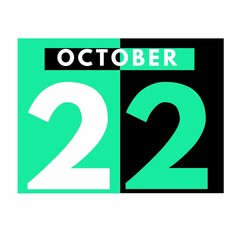 October 22 . Modern daily calendar icon .date ,day, month .calendar for the month of October