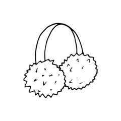 headphones fur hand drawn doodle. vector, scandinavian, nordic, minimalism, monochrome. icon, sticker. winter warm clothes.