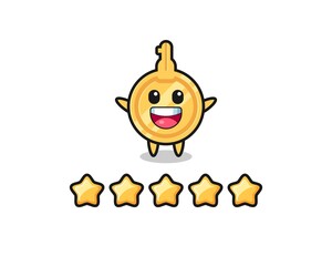 the illustration of customer best rating, key cute character with 5 stars