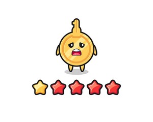 the illustration of customer bad rating, key cute character with 1 star