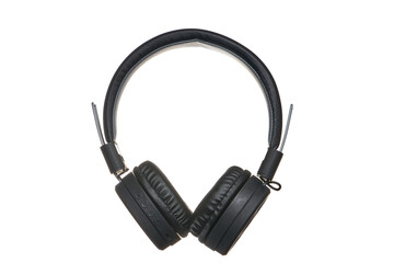 Black wireless headphones on an isolated background