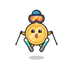 key mascot character as a ski player