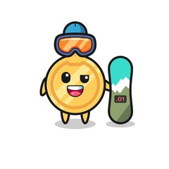 Illustration of key character with snowboarding style