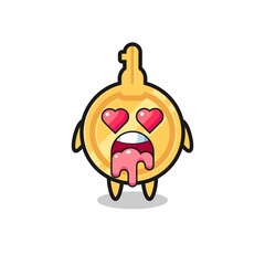 the falling in love expression of a cute key with heart shaped eyes