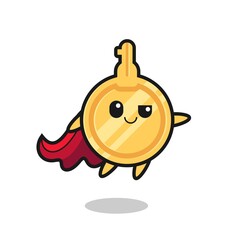 cute key superhero character is flying