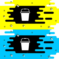 White Fishing bucket icon isolated on black background. Fish in a bucket. Vector