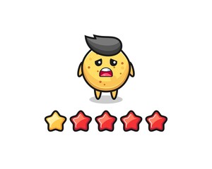 the illustration of customer bad rating, potato chip cute character with 1 star