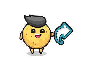 cute potato chip hold social media share symbol