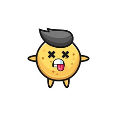 character of the cute potato chip with dead pose