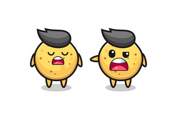 illustration of the argue between two cute potato chip characters