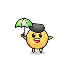 Fototapeta premium cute potato chip illustration holding an umbrella