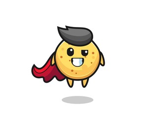 Fototapeta premium the cute potato chip character as a flying superhero