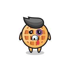 injured circle waffle character with a bruised face
