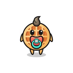 baby circle waffle cartoon character with pacifier