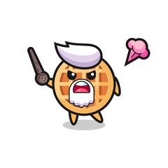 Obraz premium cute circle waffle grandpa is getting angry