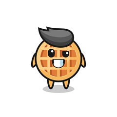 cute circle waffle mascot with an optimistic face