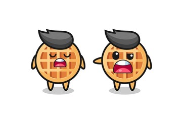 illustration of the argue between two cute circle waffle characters