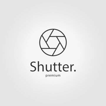Shutter Camera Logo Line Art Icon Vector Illustration Design
