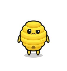 the mascot of the bee hive with sceptical face