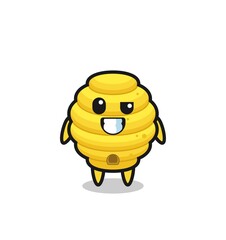 cute bee hive mascot with an optimistic face