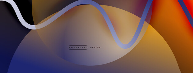 Abstract gradient background with wave line with shadow effect. Geometric composition. 3D shadow effects and fluid gradients