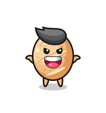 the illustration of cute french bread doing scare gesture
