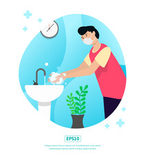 Flat Illustration, world handwashing day, can be used for web, app, print, infographic, etc