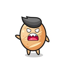 cute french bread cartoon in a very angry pose