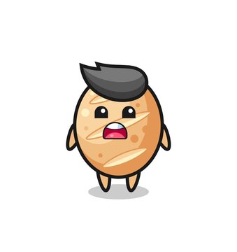 french bread illustration with apologizing expression, saying I am sorry