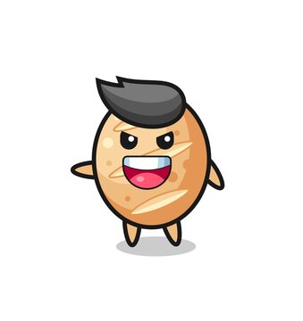 french bread cartoon with very excited pose