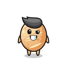 cute french bread mascot with an optimistic face