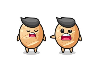 illustration of the argue between two cute french bread characters